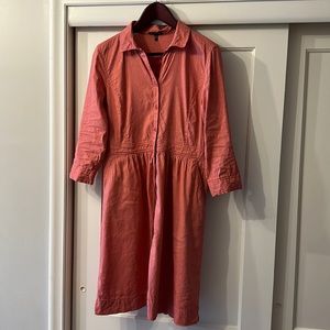 Eileen Fisher Button up Dress with pockets, Pink Coral